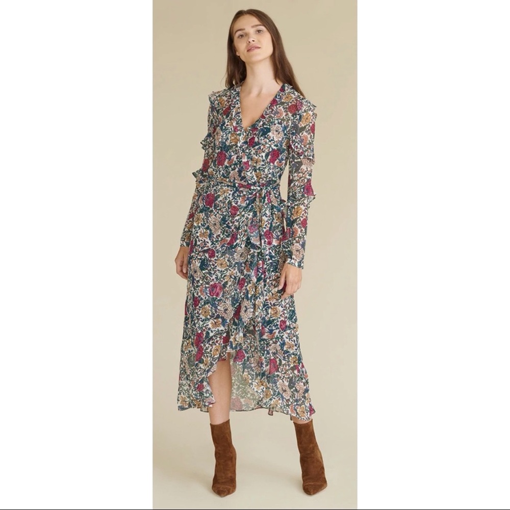 Veronica Beard Anoki Garden Floral Dress in Ivory Multi